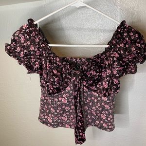 Satin floral crop top